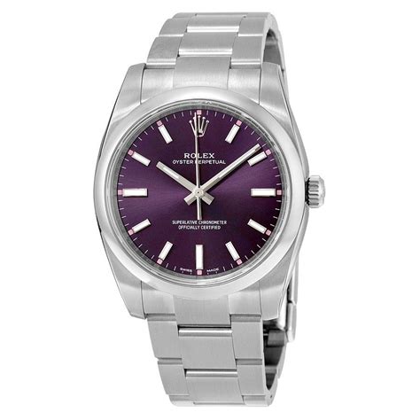 rolex oyster perpetual 34 purple grape dial|rolex oyster perpetual 34mm price.